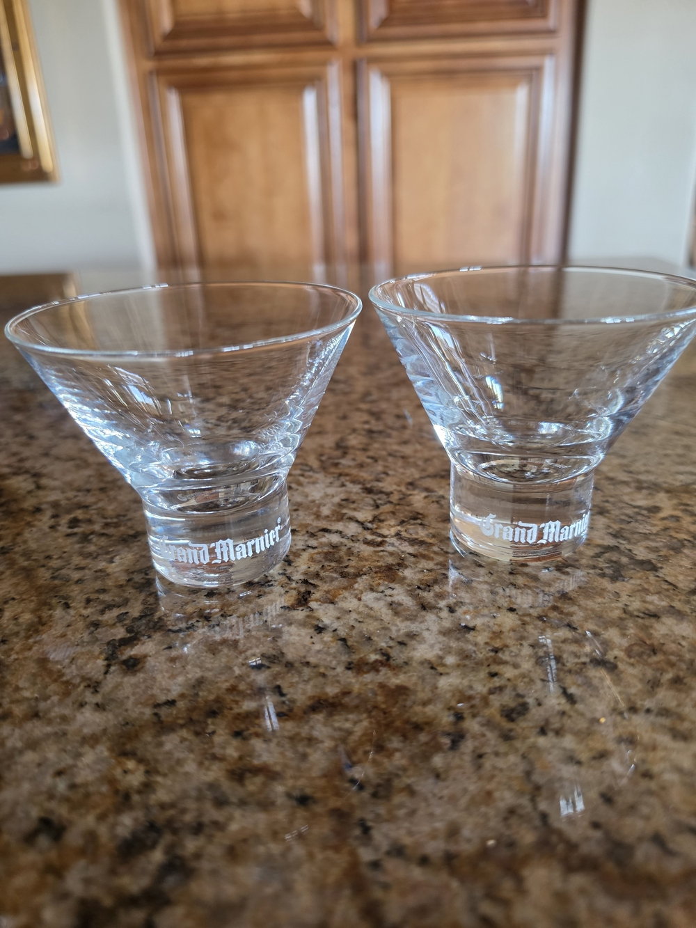 Grand Marnier Branded Etched Clear Glass Martini DoF - Set of 2 - New